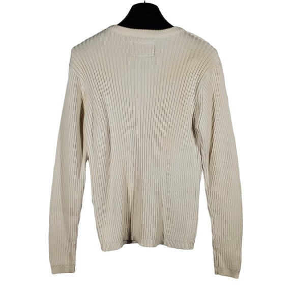 Bum Equipment L/S Rib Sweater Thermal Knit Top Eagle Stretch Y2K Retro Sporty - Picture 3 of 4